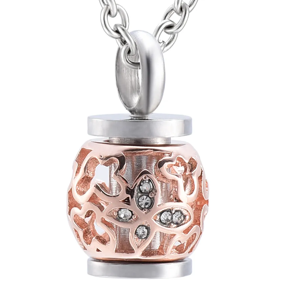 Crémation mémorial cendres urne souvenir conception spéciale lanterne en cristal en acier inoxydable pendentif collier bijoux pour femmes 259c