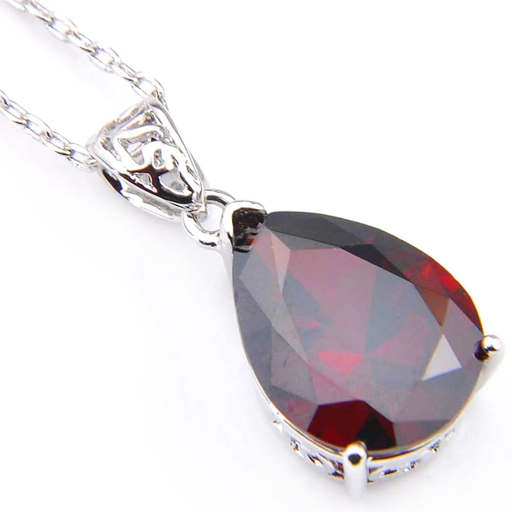 Luckyshine Excellent Shine Water Drop Drop Garnet Penndants Party pour femmes pour femmes Colliers Pendants Pendants 283W