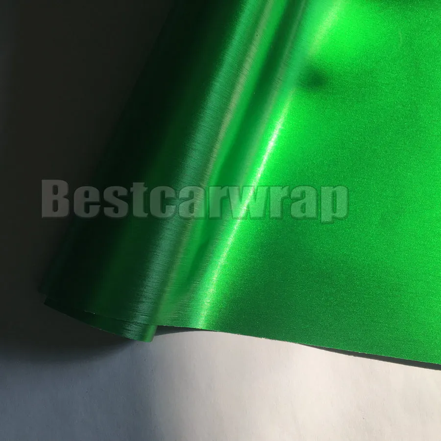 Green Brushed metallic Vinyl For Car Wrap Covering with Air bubble Free brush car wrapping styling foil coating :1.52*20M/Roll 5x66ft