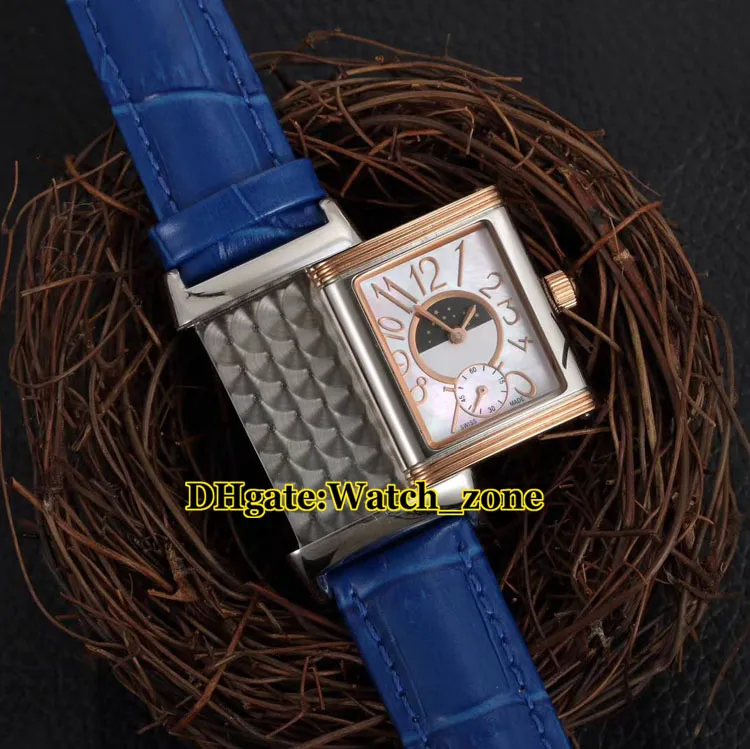 Vriendin Gift Reverso Q2668430 Zwitsers Quartz 2668430 WITTE DIAL WORDEN Kijk Silver Case lederen band Fashion Lady Watches304X