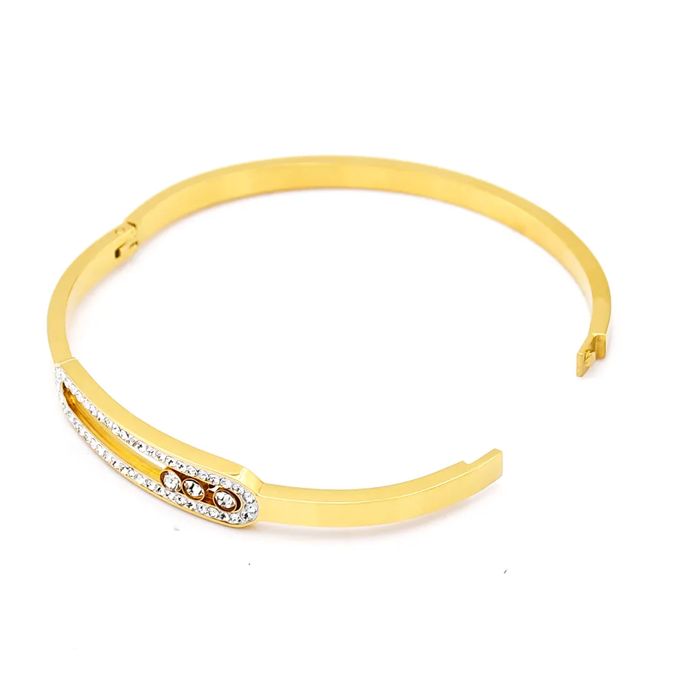 Bracelet en or bijoux Femme en acier inoxydable Le zircon peut faire glisser des bracelets à manchette pour les bracelets féminins Bangles entièrement 212c