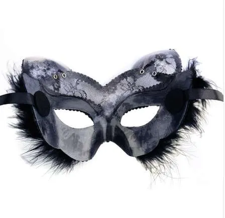 19 8 cm Fuchsmasken Sexy Spitzenkatzenmaske PVC Schwarz Weiß Damen Venezianische Maskenball-Partymaske QERFORMANCE Fun Masks2673