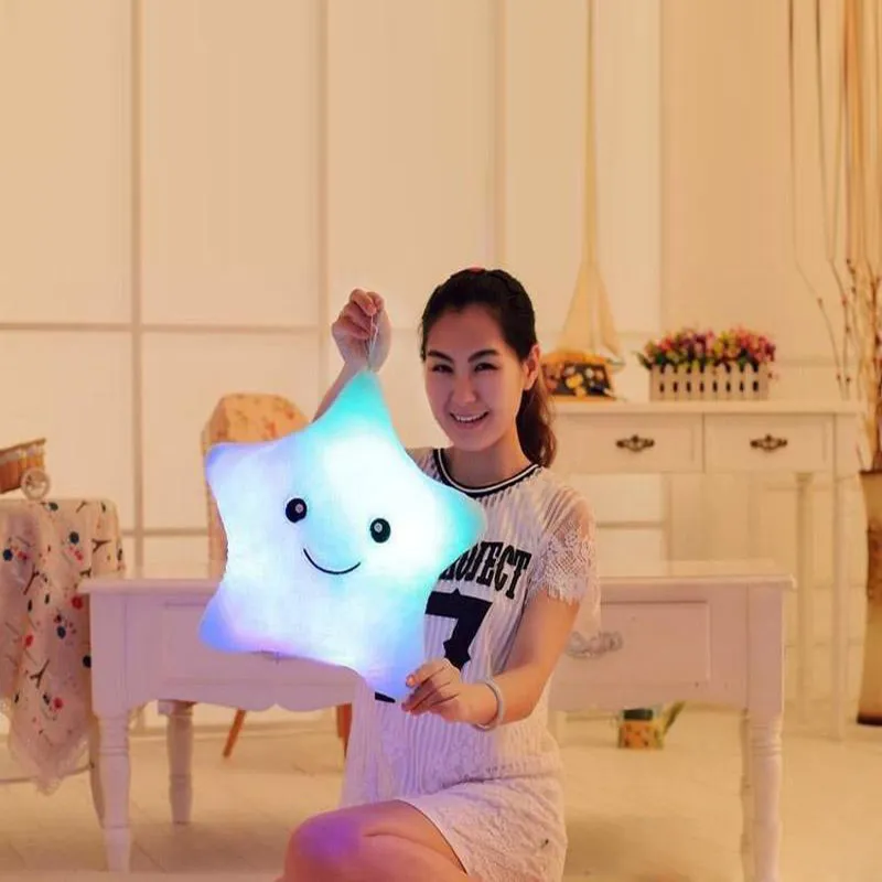 Colorful LED Flash Light five star Doll Plush Stuffed Animals Toys Size 35cm lighting Gift Children Christmas Gift