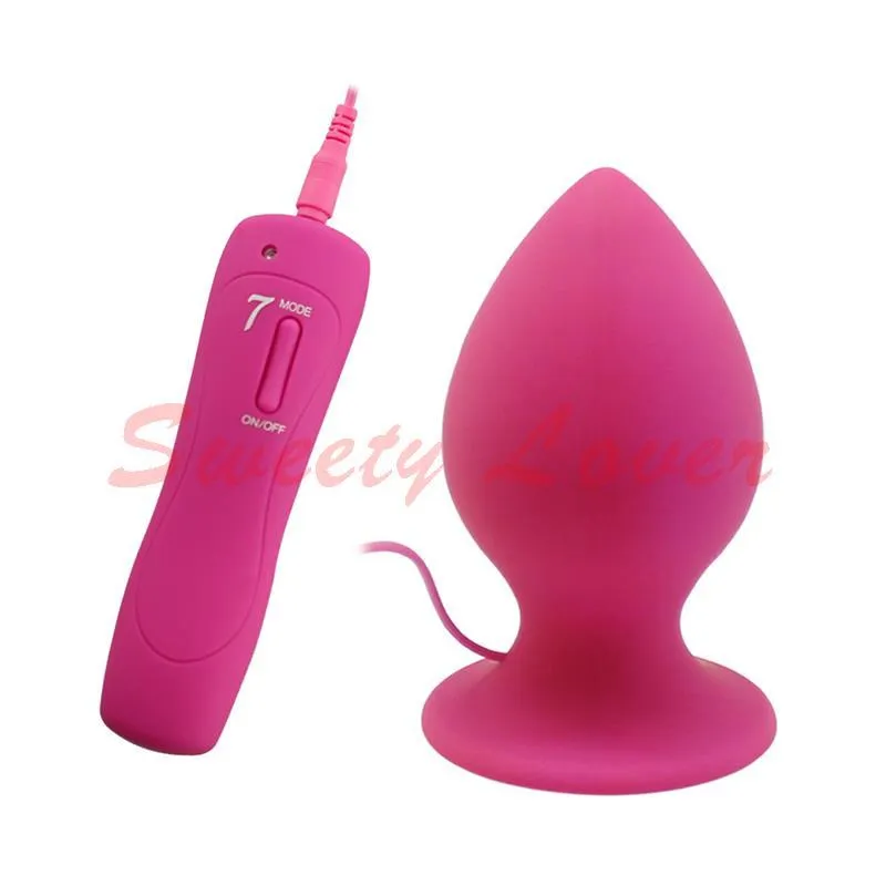 Modalità Super Big Size 7 Tappone vibrante in sibicone Plug grande vibratore anale Enorme spina anale unisex Prodotti di sesso di giocattoli erotici L XL XXL Y184975843