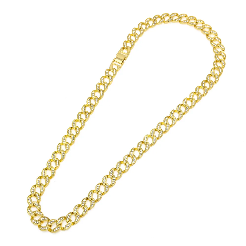 Hip Hop Bling Iced Out Simulado Diamante 15mm 18-30 polegadas Cuban Link Chain Colar Ouro Prata Jewelry304W