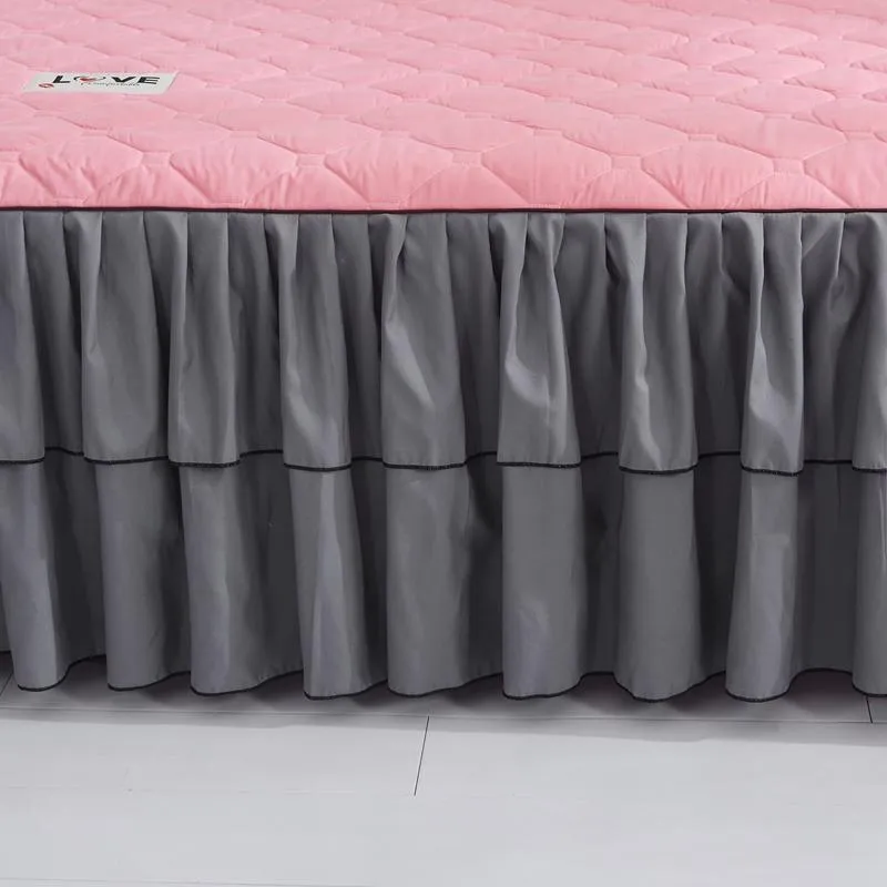 jupe de lit princesse housse de matelas rose bleu été style coréen solide couverture de lit pleine reine roi taille literie set287R