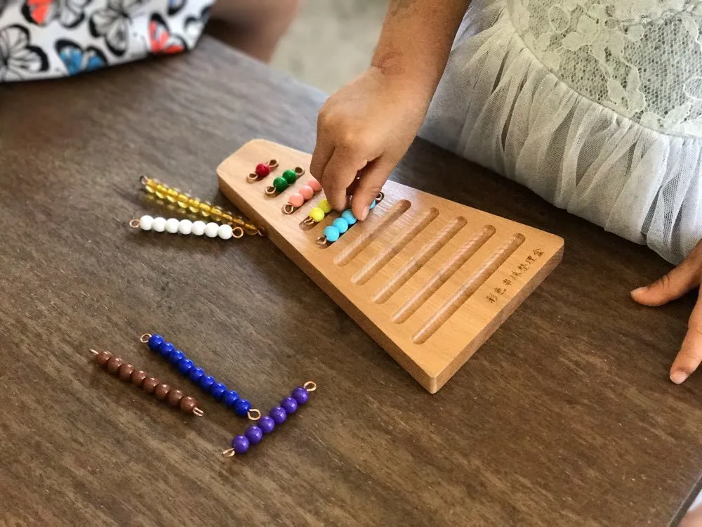 Perles de couleur et support de rangement, manipulateurs de mathématiques Montessori, apprentissage éducatif pour enfants de la maternelle