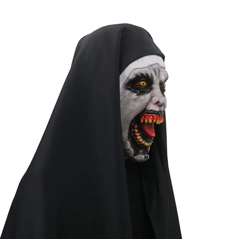 Halloween a freira máscara de terror cosplay valak assustador máscaras de látex rosto cheio capacete demônio festa de halloween traje adereços 2018 new223s