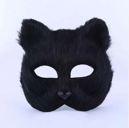 Plastic Villus Arctic Fox Mask Cosplay Party Upper Half Face Halloween Masks Cat Masquerade Party Masks193D