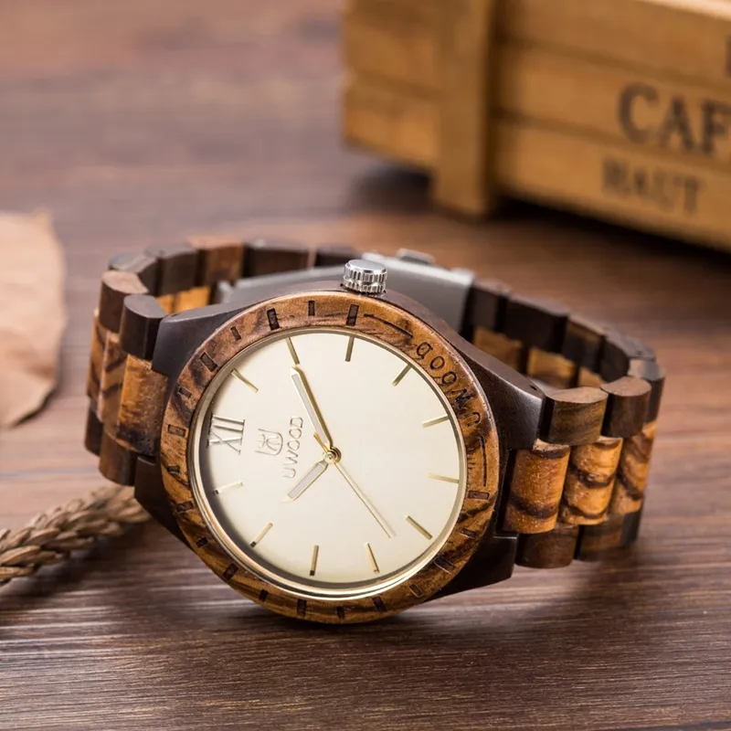 Новый лучший бренд Uwood, мужские деревянные часы, мужские и женские кварцевые часы, модные повседневные наручные часы с деревянным ремешком, мужские Relogio262T
