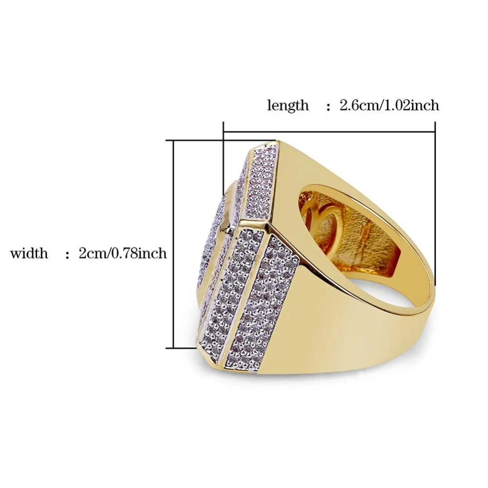 Anelli di gioielli da uomo Hip Hop Designer di lusso Moda placcato in oro Iced Out Anello con diamante CZ completo Anello con zircone cubico Anello con amore W227z