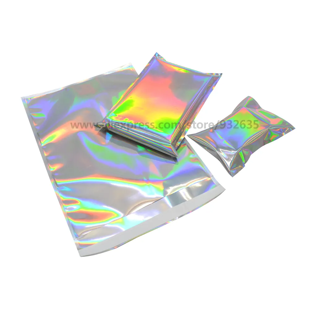 Sacs de courrier adhésifs auto-scellants Laser holographique en plastique Poly enveloppe Mailer sacs postaux cosmétiques sous-vêtements 1201n