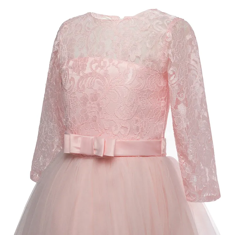 Verão menina vestido de renda longo tulle adolescente menina vestido elegante crianças roupas crianças vestidos para meninas princesa casamento vestido longo