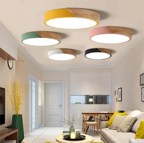 다색 현대식 LED 천장 조명 슈퍼 얇은 5cm 단단한 나무 천장 램프 거실 침실 부엌 조명 장치 207s
