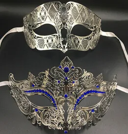 Metallo Filigrana Strass Mascherata Veneziana Coppia Maschera Coppia Ballo Evento Festa di Nozze Maschera Lotto Costume UOMINI DONNA277k