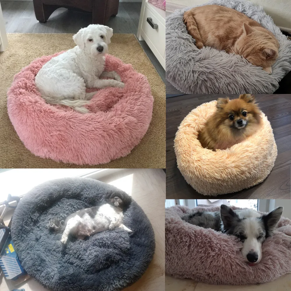 Canil de lã quente macio redondo cama para cachorro gato de inverno tapete de dormir sofá cachorro cachorros pequenos almofada casa para animais de estimação Y200330233A