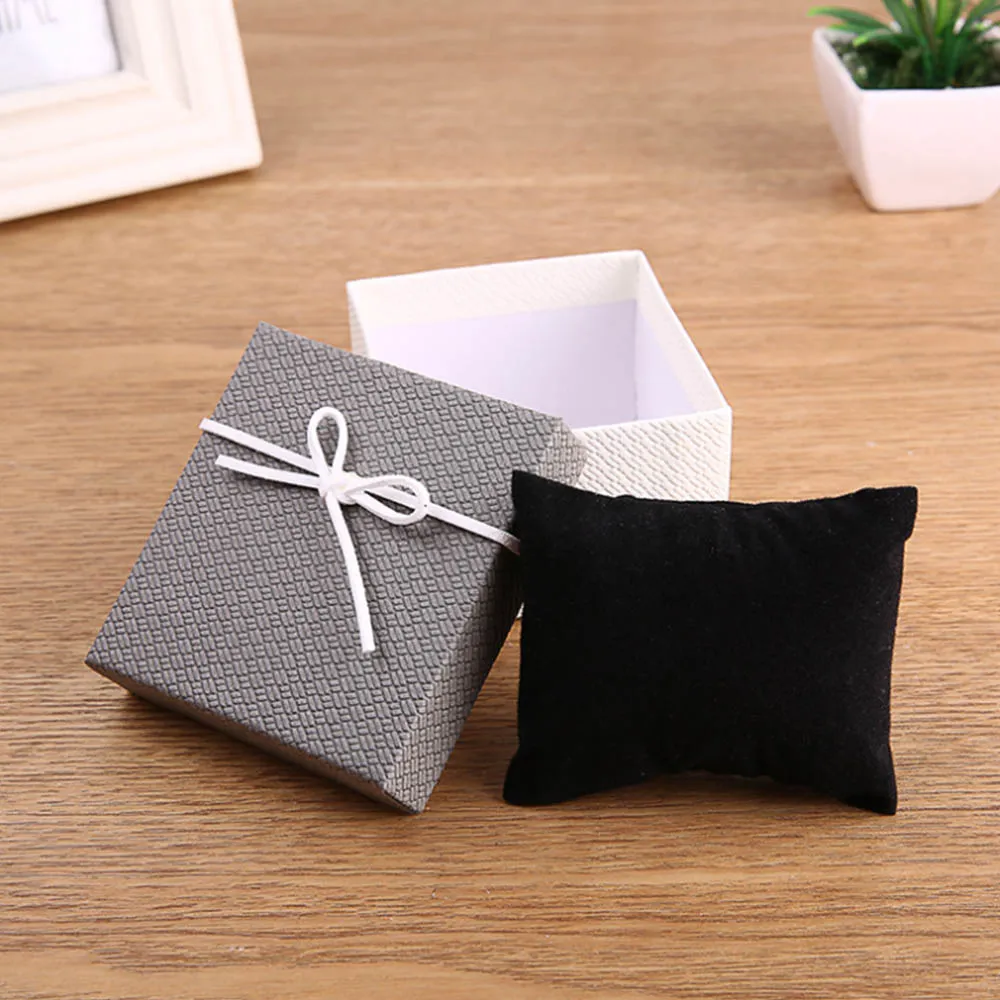 Square Watch Box Wrist Watch Display Collection Storage Bracelet Jewelry Organizer Box Case Holder with Pillow Cushion332E