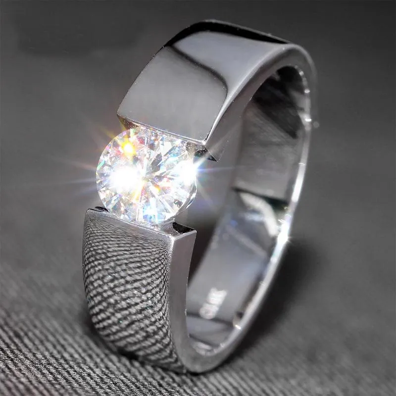 Senden Sie ein Silberzertifikat. YHAMNI Ring aus 100 % echtem, reinem 925er-Silber, 6 mm, SONA CZ-Diamant, Verlobungsring, Ehering, Schmuck für Männer, DR10257h