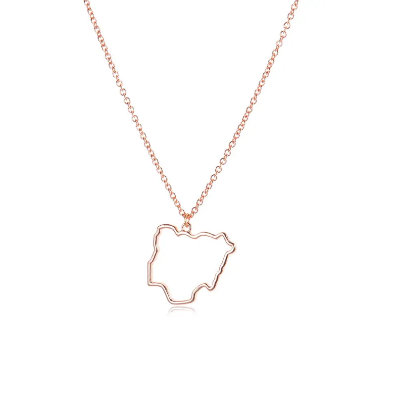 Gold Silver African Map Charm Chain Necklace Ireland Israel France American Austrila Nigeria Syria Barbados Puerto Rico Country Wo217t