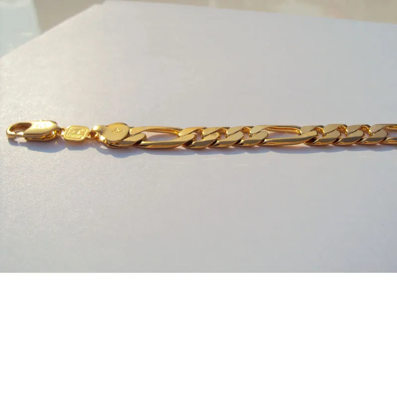 10 mm a filo spessa fine Miami figaro a catena bracciale made maschile da uomo da 18 k in oro massiccio di gioielli autentici finitura autentica203o