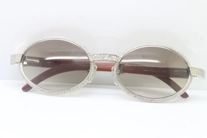 Kaliteli ahşap tam çerçeve elmas güneş gözlüğü 7550178 yuvarlak vintage unisex yüksek son marka tasarımcı gözlükleri c dekorasyon altın sun252o