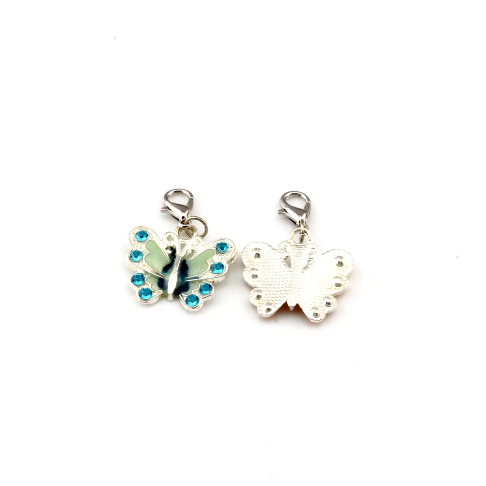 Mix Enamel Rhinestone Butterfly Floating Lobster Clasps Charm Pendants For Jewelry Making Bracelet Necklace DIY Accessories 298R