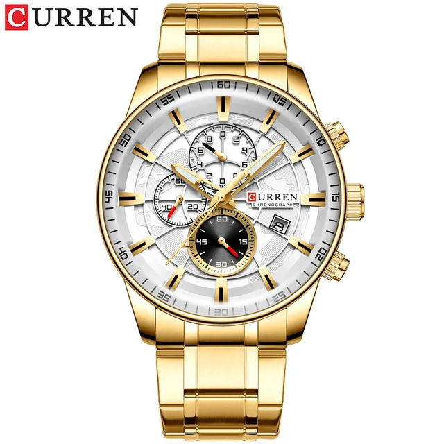 Montre-bracelets regarder les hommes Top Gold Sport Imperproofing Quartz Watches Mens Chronograph Date Horloge masculine Regios Masculino275p