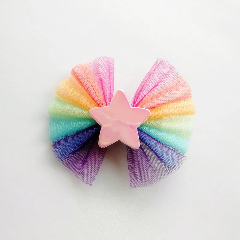 20st Ny baby Barrettes Girls Pu-Leather Stars Lover Heart Hairpins Kids Headwear Rainbow Gace Bows Hair Accessories265R