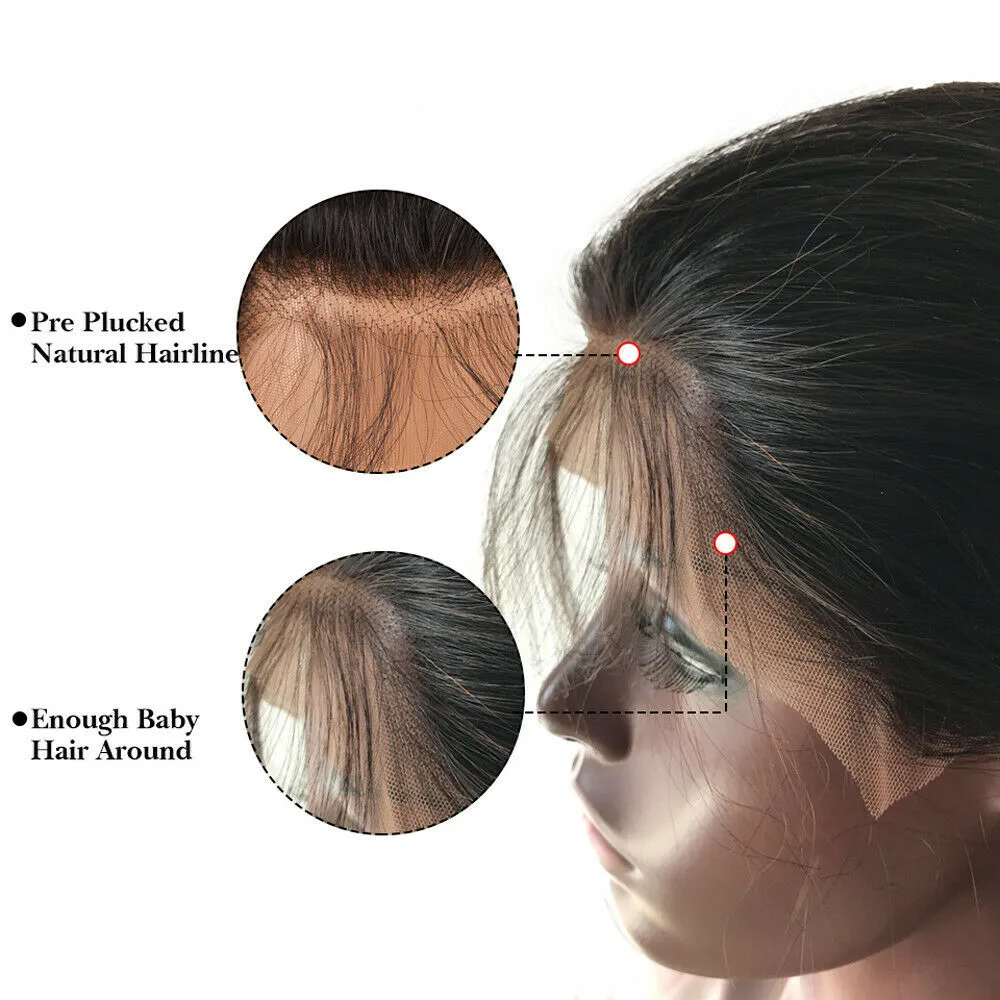 10a Körperwelle menschliches Haar Perücken vorgezogener Spitze Frontalperücken mit Babyhaar 4250553