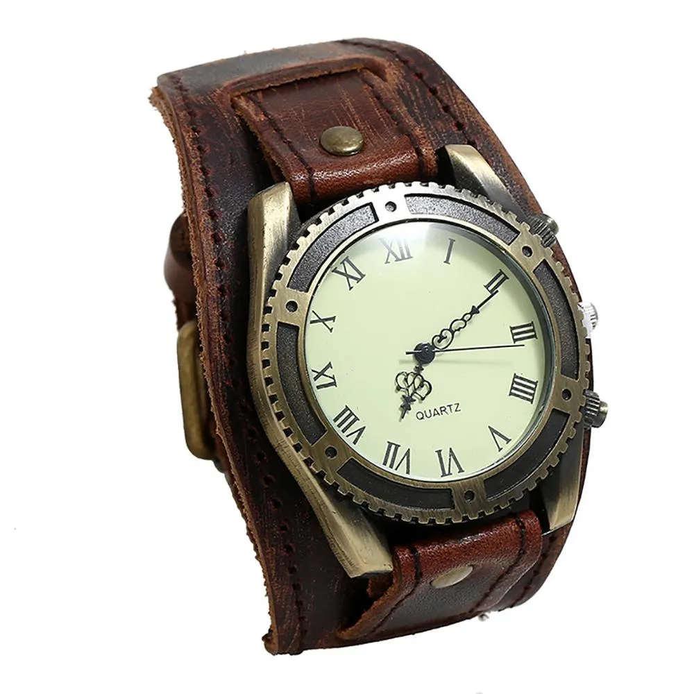 2020 Fashion watches men Punk Retro Simple Pin Buckle Strap Leather Band Watch relogio masculino Quartz Wristwatches224P