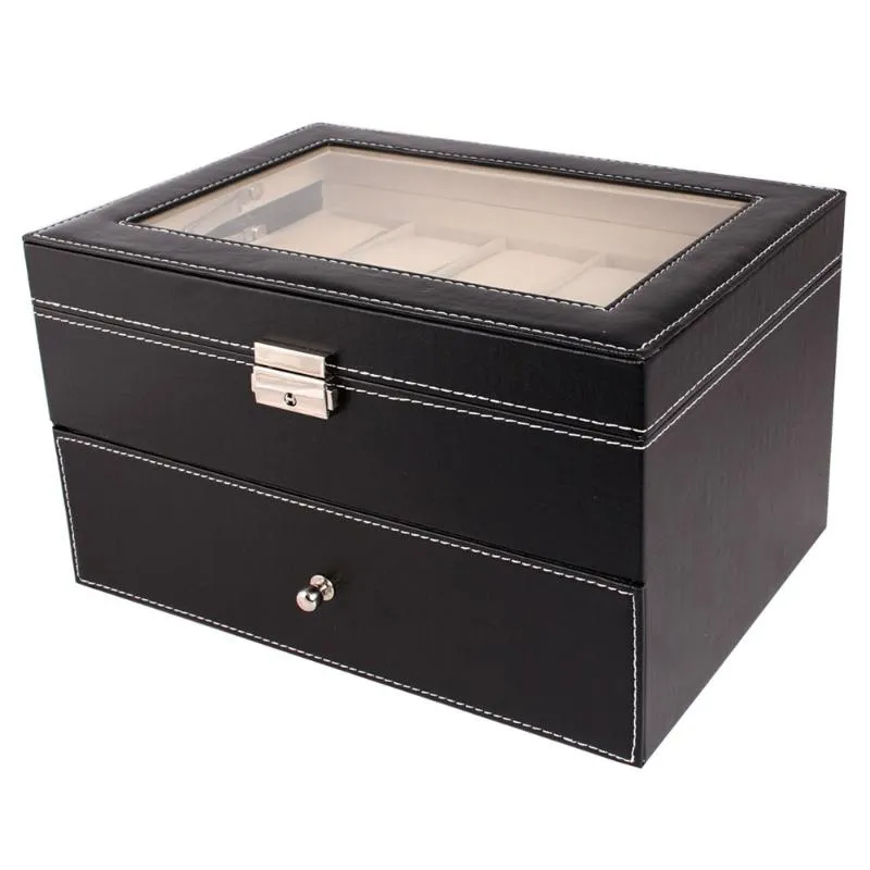 Caja de reloj de cuero PU con 20 rejillas, organizador profesional para relojes, cajas de almacenamiento de joyas, Display1197j