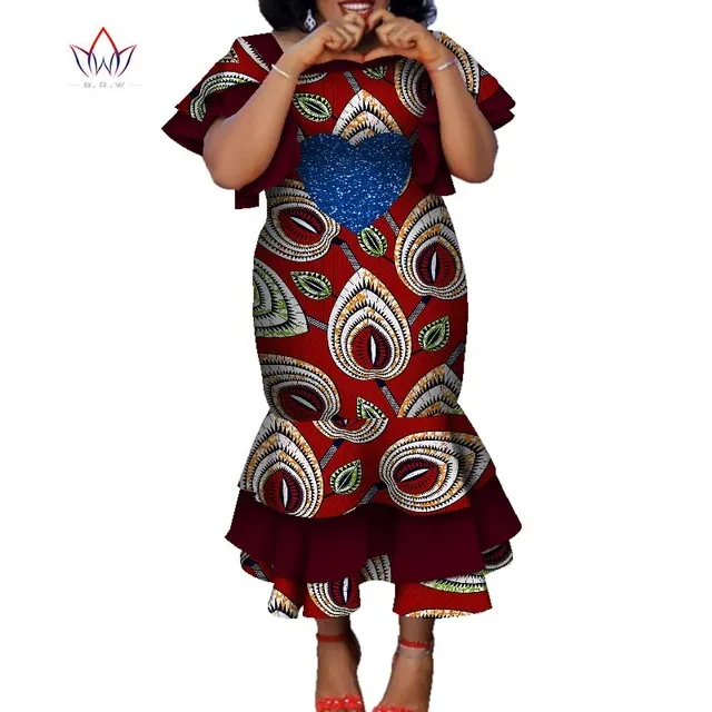 Afrekenen Gelijkenis Nog steeds Traditionele Afrikaanse jurken voor vrouwen ankara kanga jurk batik wax  print shuffle sleeves multi-layer afrika