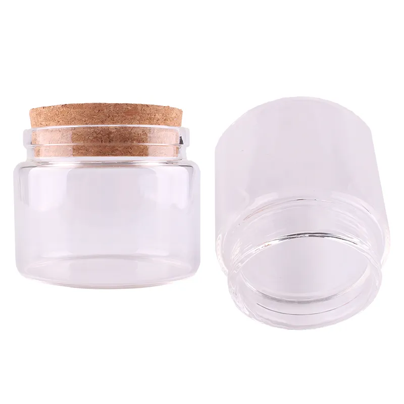 65 60 53mm 120ml Transparent Glass with Cork Stopper Empty Spice Food Nuts Storage Bottles Jars Gift Crafts Vials T200507258A