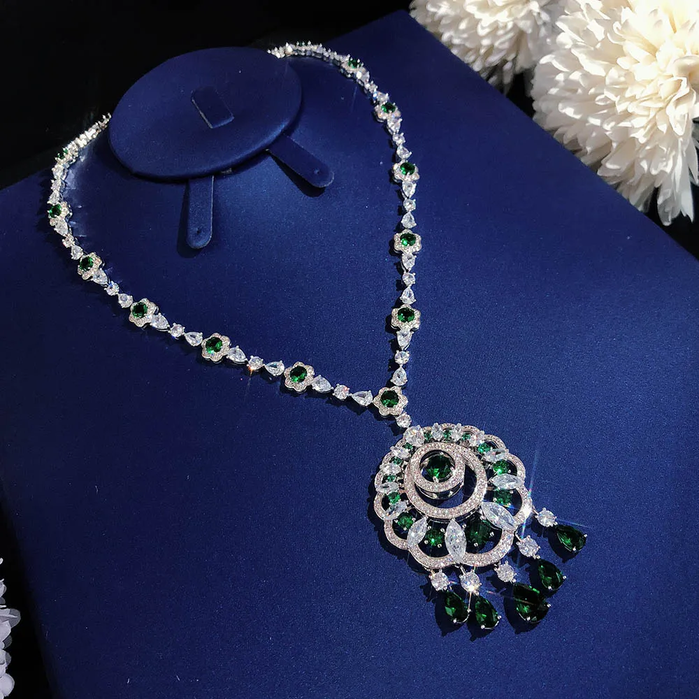 Высококачественное роскошное женское ожерелье с шариком, вечерние сборы, зеленое бабушкиное ожерелье высшего качества, модная тенденция королевы Necklac210A