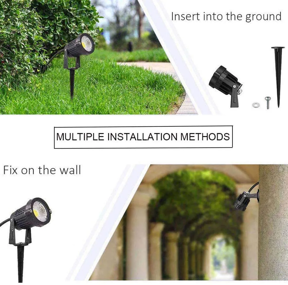 USA: s lager Outdoor LED Spotlight 5W 120V AC 3000K varm vit utomhusanvändningsmetall Ground Stake Flag Light Outdoor Spotlight W259s