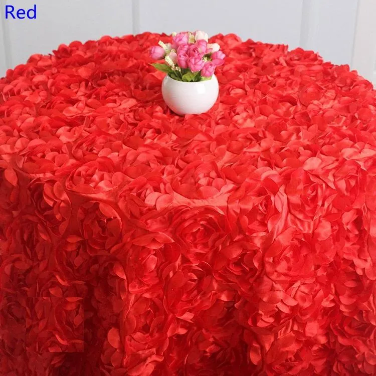 Olika färger runda bordsduk rosett broderbord bord täcker 3d rosblomma design för bröllopsfest el runda186s