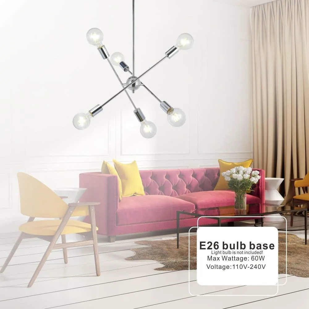 Modern Sputnik Chandelier Lighting 6 Lights Brished Brass Chandelier Mid Century Pendant Lighting Gold天井照明器具H306B