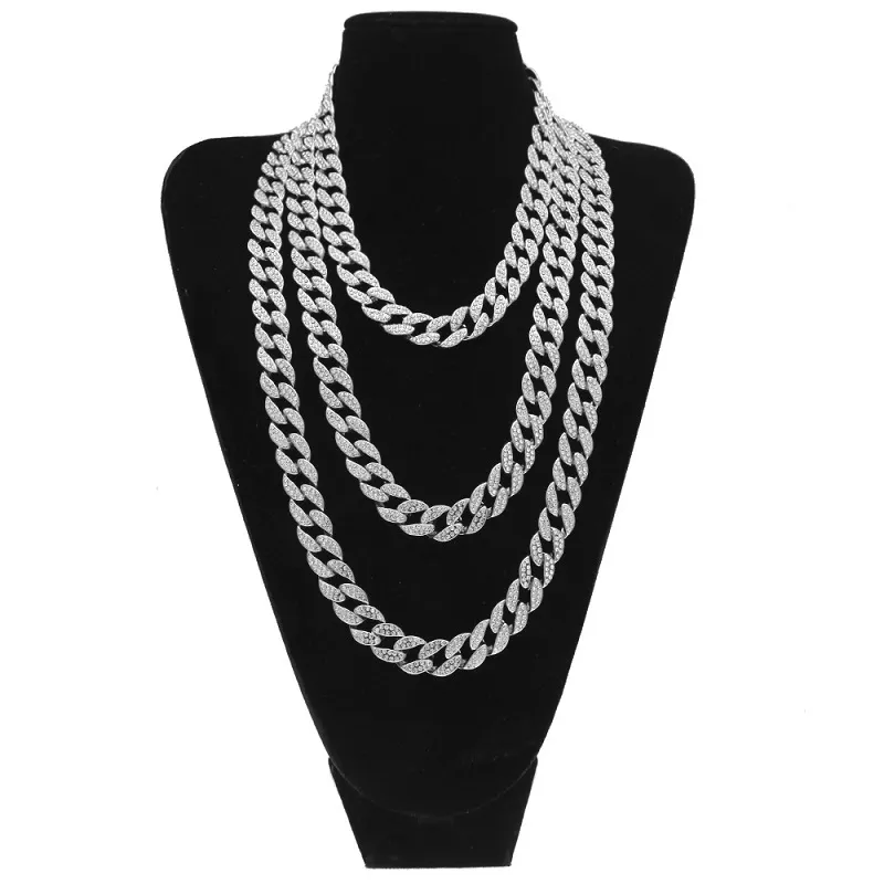 Hiphop bling modeketens sieraden heren goud zilver miami cuban link ketting kettingen diamant ijs uit chian kettingen203k