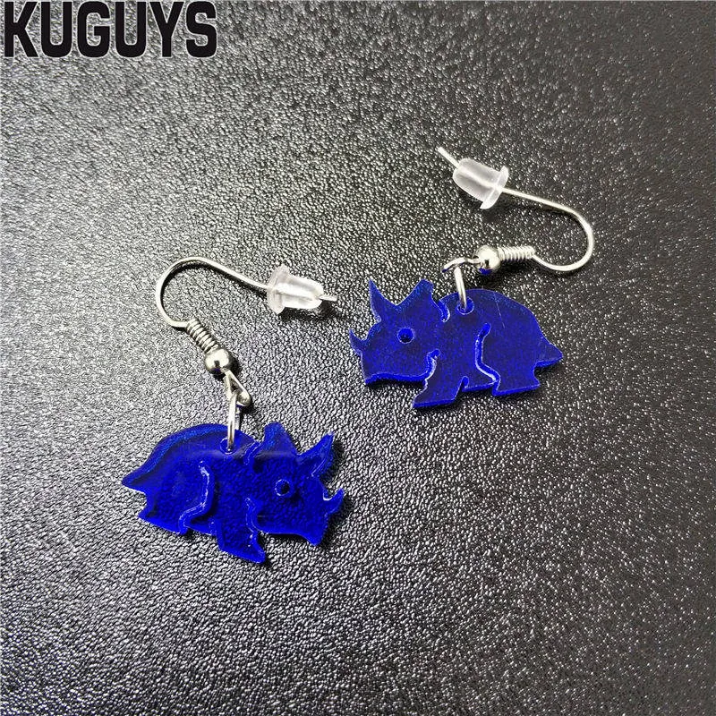 KUGUYS Mode Acryl Sieraden Aangepaste Heldere Acryl Lange Oorbellen Gift Veelkleurige Kleuren Kleine Dinosaurus Dangle Earring voor Wome255p