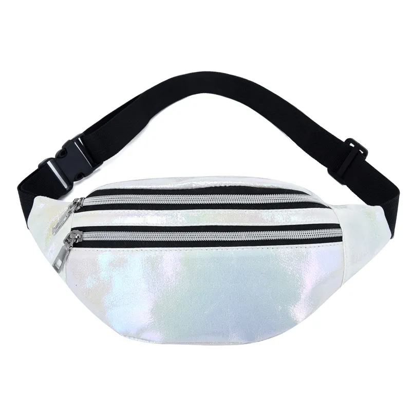2020 Holographic Fanny Pack Hologram Waist Bag Laser PU Beach Traverl Banana Hip Bum Zip Waistbags Women Belt Bag for Girls2468