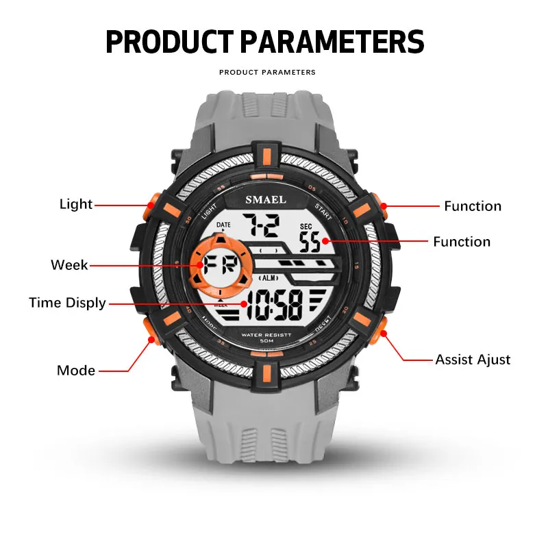 2020 Smael Brand Sport Watches Military Smael Cool Watch Men Big Dial S Shock Relojes Hombre LED Clock1616 Digital344i