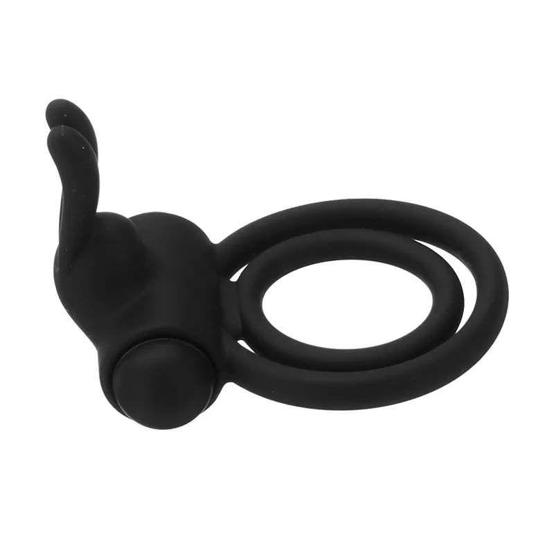 Meselo Double Ring para homens Penis vibrador estimular clitóris silicone orelhas de coelho vibrando time de cockring atraso brinquedos sexuais para homens y19062702