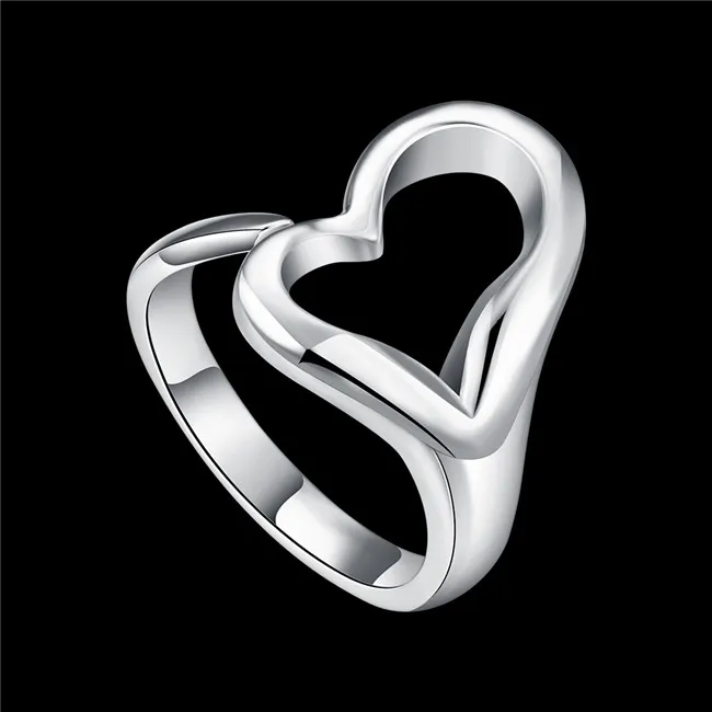 Open Heart Sterling Silver Jewelry Ring for Women WR009 Fashion 925 Silver Band Rings2273