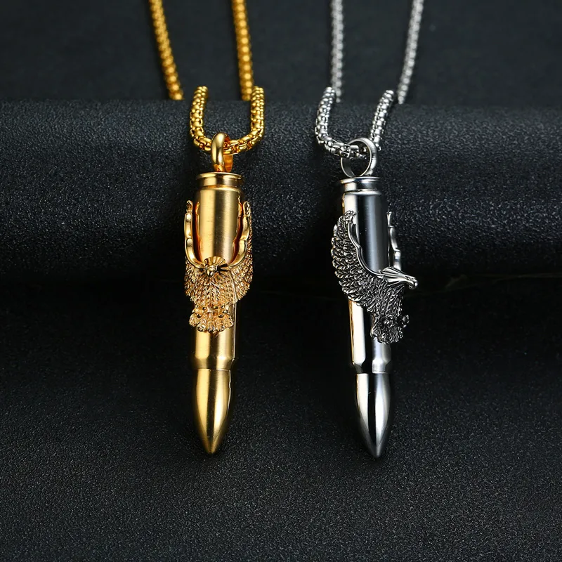 Adelaar op kogel hanger ketting in roestvrij staal Bullet Eagle Charm Army Of Peace305Z