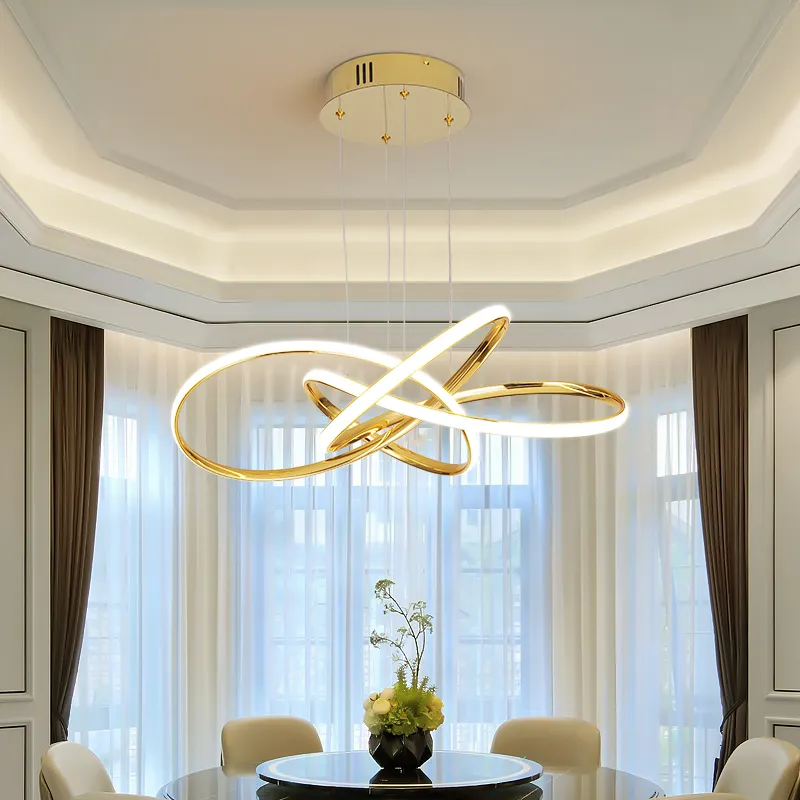 Chrome Gold Stated Nowoczesne lampy wiszące LED do jadalni w pokoju kuchennym Lampa LED Lampa 90-260V2765
