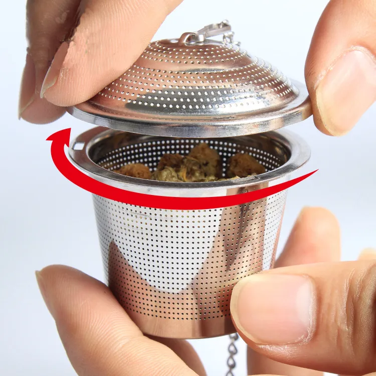 Krydda väska Tea Infuser 304 Rostfritt Stål Korg med Cap Hot Pot Cooking Soup Stew Teapot Mesh Filter