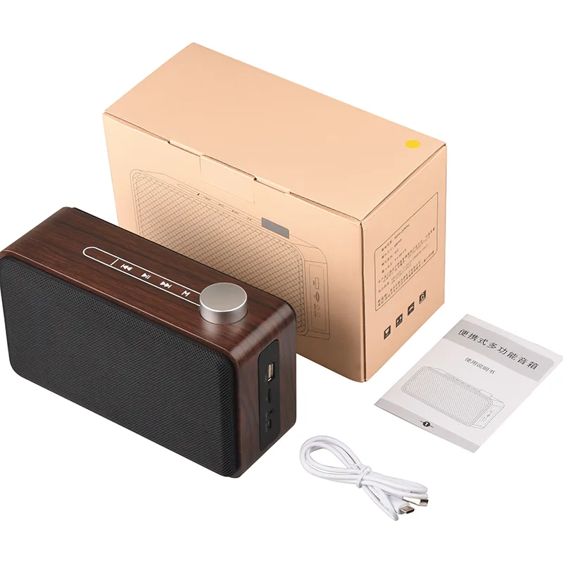 صندوق خشبي Bluetooth Hifi الخشبي مع زر اللمس اللاسلكي اللاسلكي مضخم الصوت TF Card USB MP3 مشغل للهاتف المحمول W5A