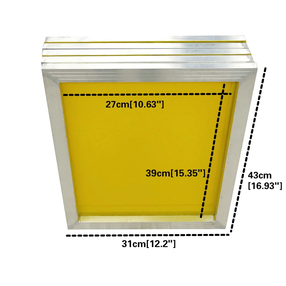 Aluminium 43,31 cm zeefdrukframe uitgerekt met witte 120T zijdeprint polyester geel gaas voor printplaat T2005294M