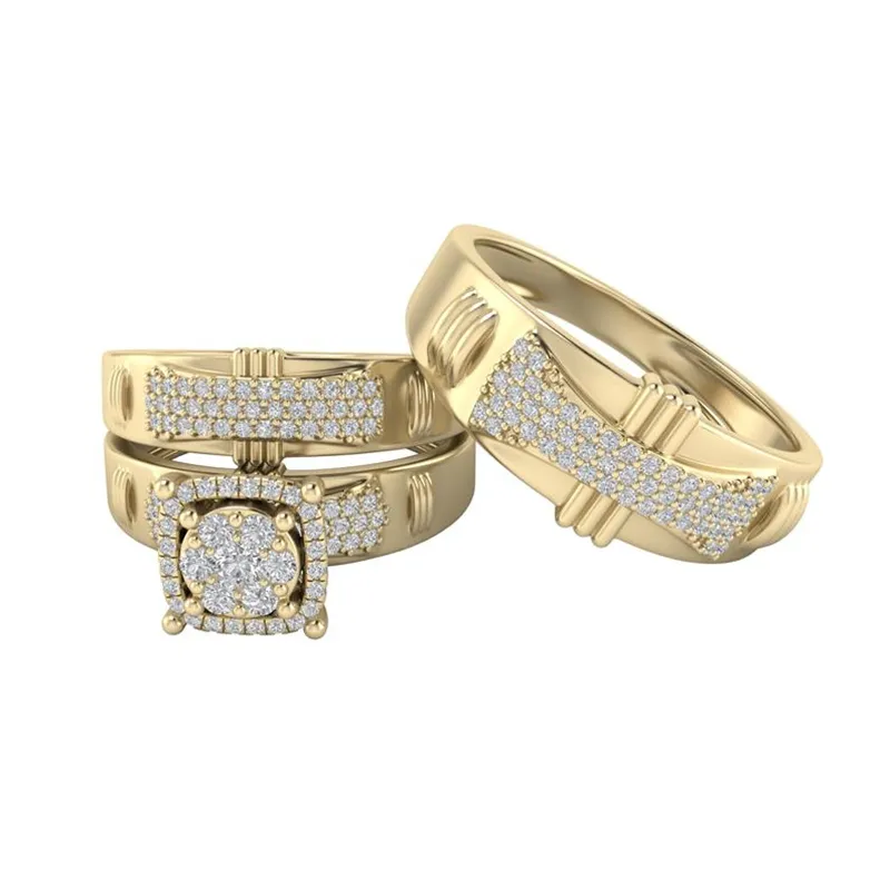 Dazzling Brand Jewelry 18K Yellow Gold Filled White Sapphire Wedding birthstone Band Wedding Ring Set Us Size 5 -12261M