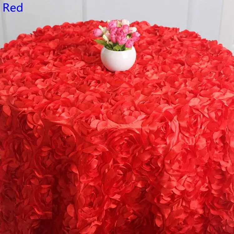 Diverse kleuren ronde tafelkleed rozet borduur tafelkleed 3D roze bloem ontwerp voor huwelijksfeest el round322d